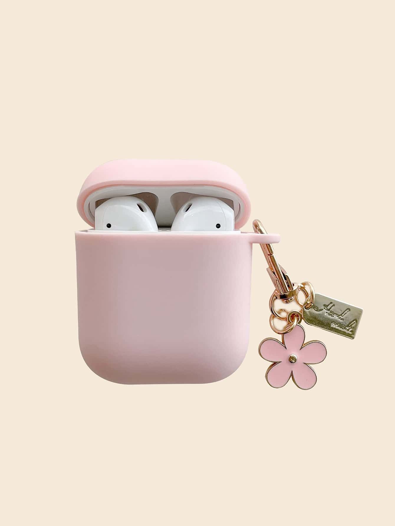 Pink Simple Flower Tpu Shockproof Case Cover For Earphones, Compatible With Apple Compatible With Airpods1/2 AirPods Pro