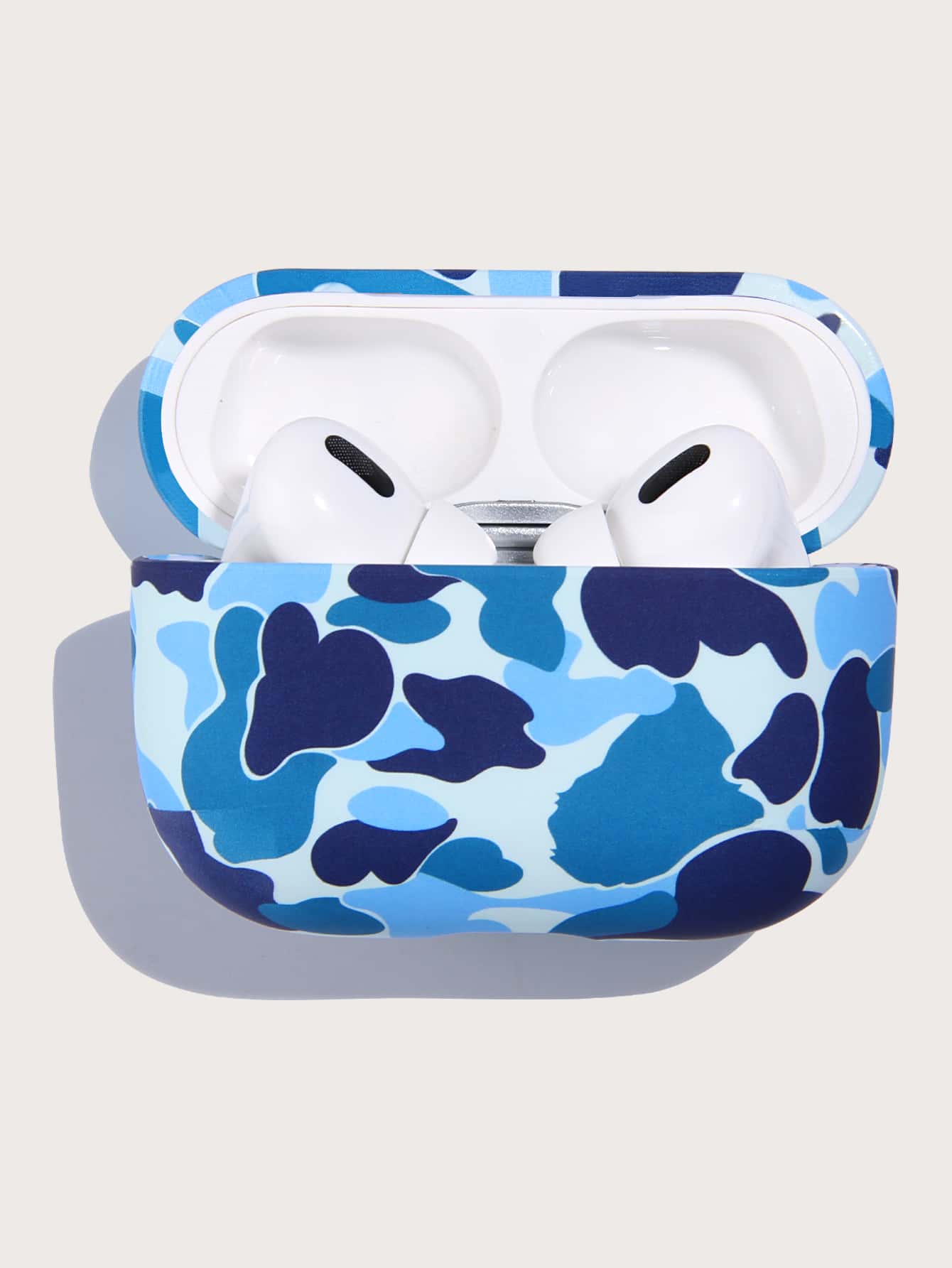 Blue PC Water Sticker Camouflage Pattern Earphone Case