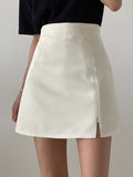 High Waist Split Hem Skirt