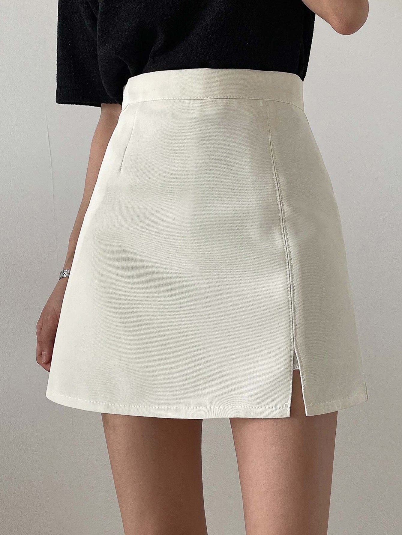 High Waist Split Hem Skirt