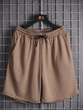Loose Fit Men's Drawstring Solid Color Shorts