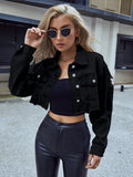 Frenchy Crop Raw Hem Denim Jacket