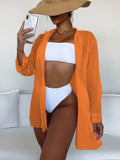 Swim Summer Beach Solid Drop Shoulder Kimono