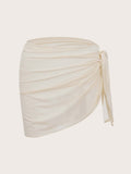 Swim Summer Beach Solid Knot Side Cover Up Skirt