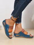 Women Colorblock Wedge Slide Sandals, Fashion Summer Sandals