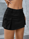 Flap Pocket Denim Skirt
