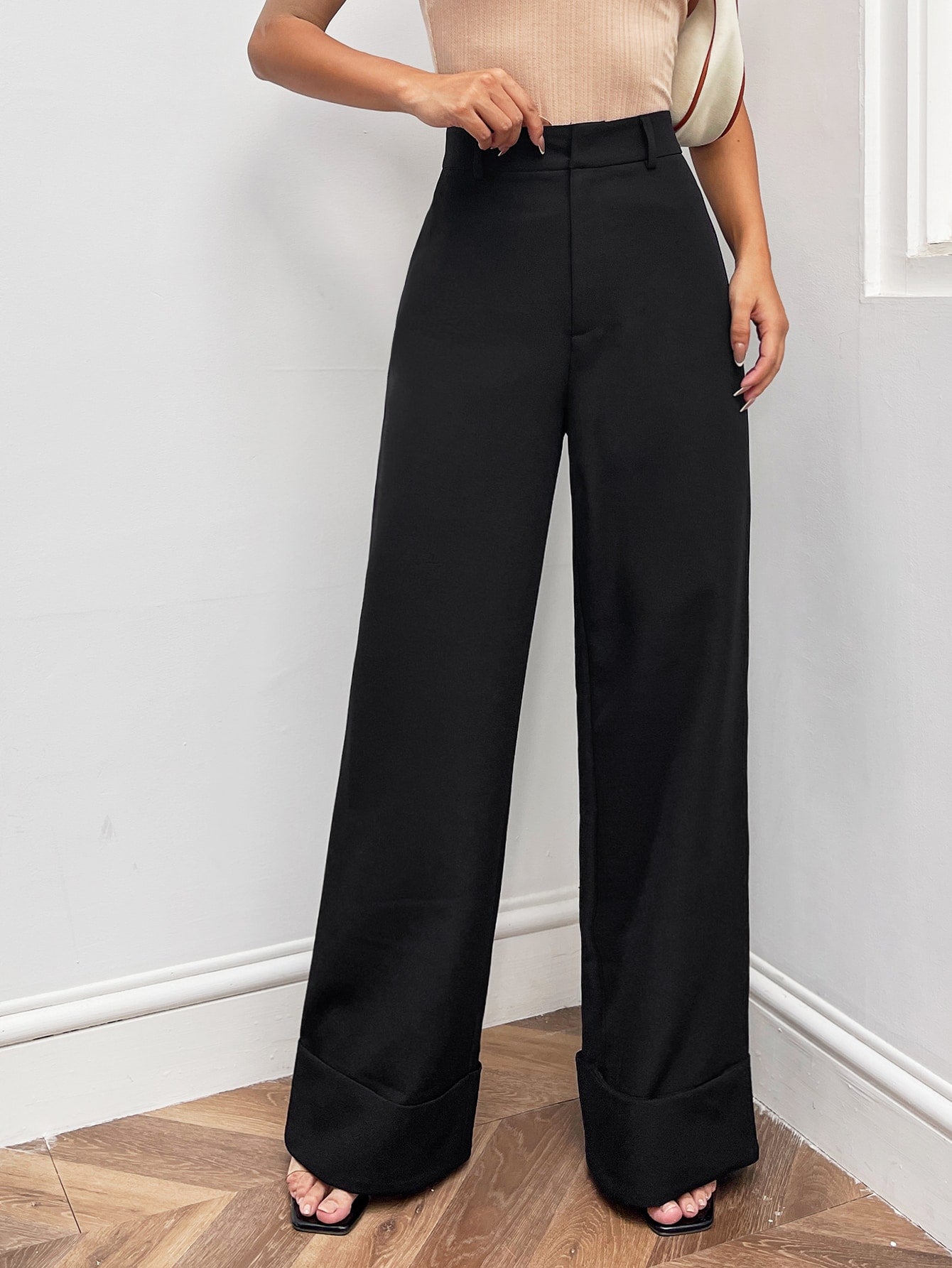 Frenchy Solid Wide Leg Pants