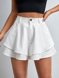 High Waist Layered Wide Leg Shorts