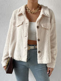 Drop Shoulder Flap Detail Teddy Jacket