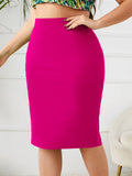 Plus High Waist Slit Back Skirt