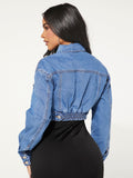 Flap Detail Drop Shoulder Denim Jacket