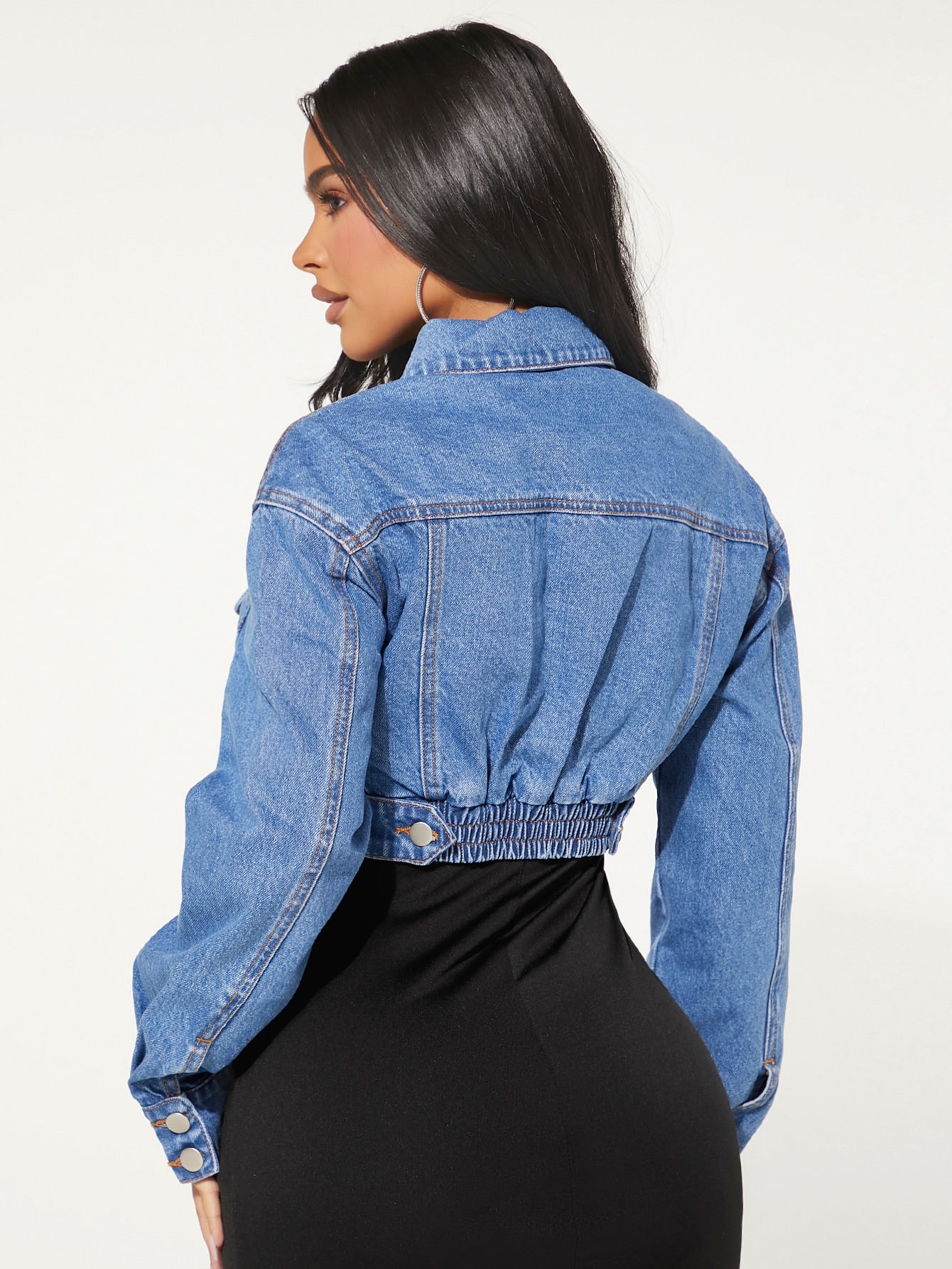 Flap Detail Drop Shoulder Denim Jacket