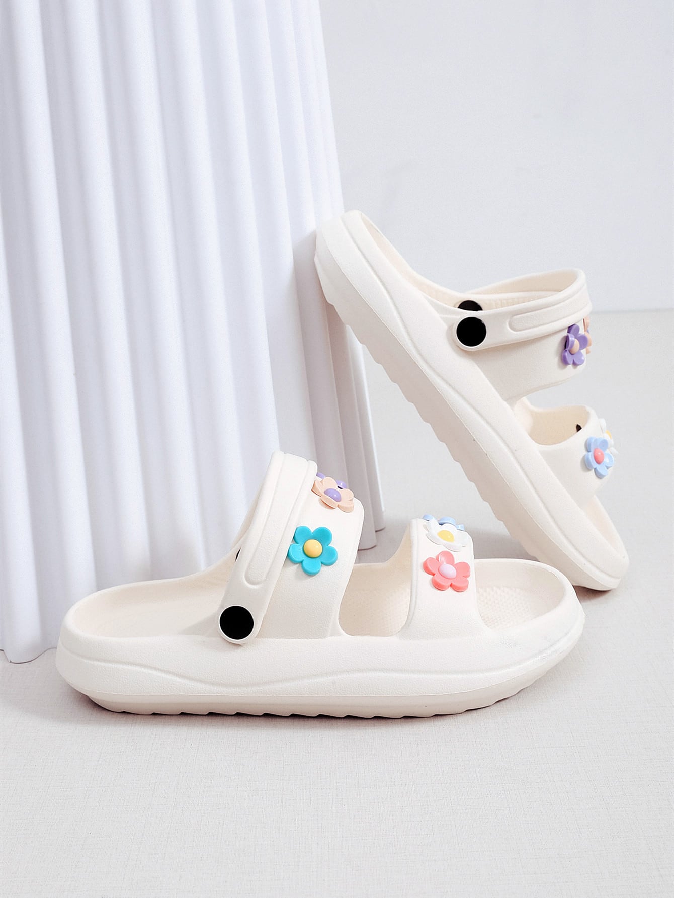 Women's Cute Flower Decor Non-Slip Slides, Indoor EVA Soft Sole Home Slippers, Women's Footwear
