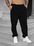 Men Plus Slant Pocket Drawstring Waist Sweatpants