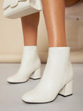 Fake Leather Zip-Up Block Heel Boots