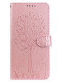 Pink Built-In Magnetic Closure Flap PU Leather Wallet Case Compatible With Samsung Galaxy IPhone Xiaomi And Other Mobile Phone Models Tree Deer-Rose Gold Compatible With IPhone15/15Plus/15Pro/15Promax