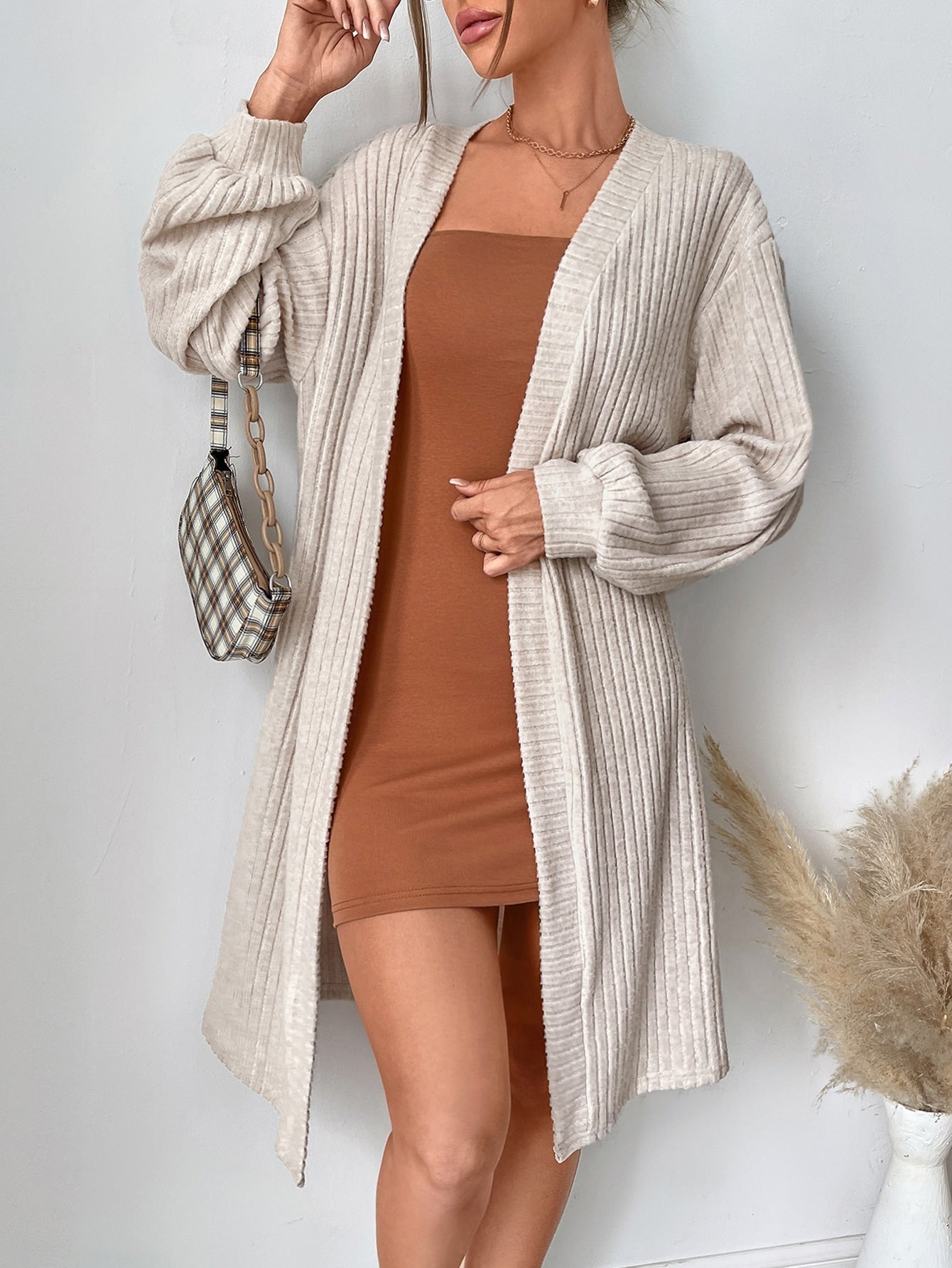 Open Front Drop Shoulder Coat