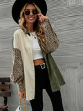 Cut And Sew Leopard Corduroy Coat