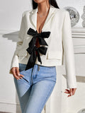 Bow Front Lapel Collar Blazer
