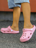 Girls Letter Graphic Hollow Out Multi-way Wear Vented Clogs