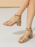 Women's Summer New Fashion One-Strap Comfortable Open-Toe Chunky Heel Sandals