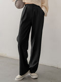 Solid Plicated Detail Suit Pants