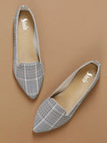 Slip On Pointy Toe Plaid Ballet Flats