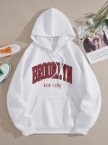 Letter Graphic Drawstring Thermal Hoodie