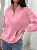 Half Zipper Placket Drop Shoulder Sweatshirt