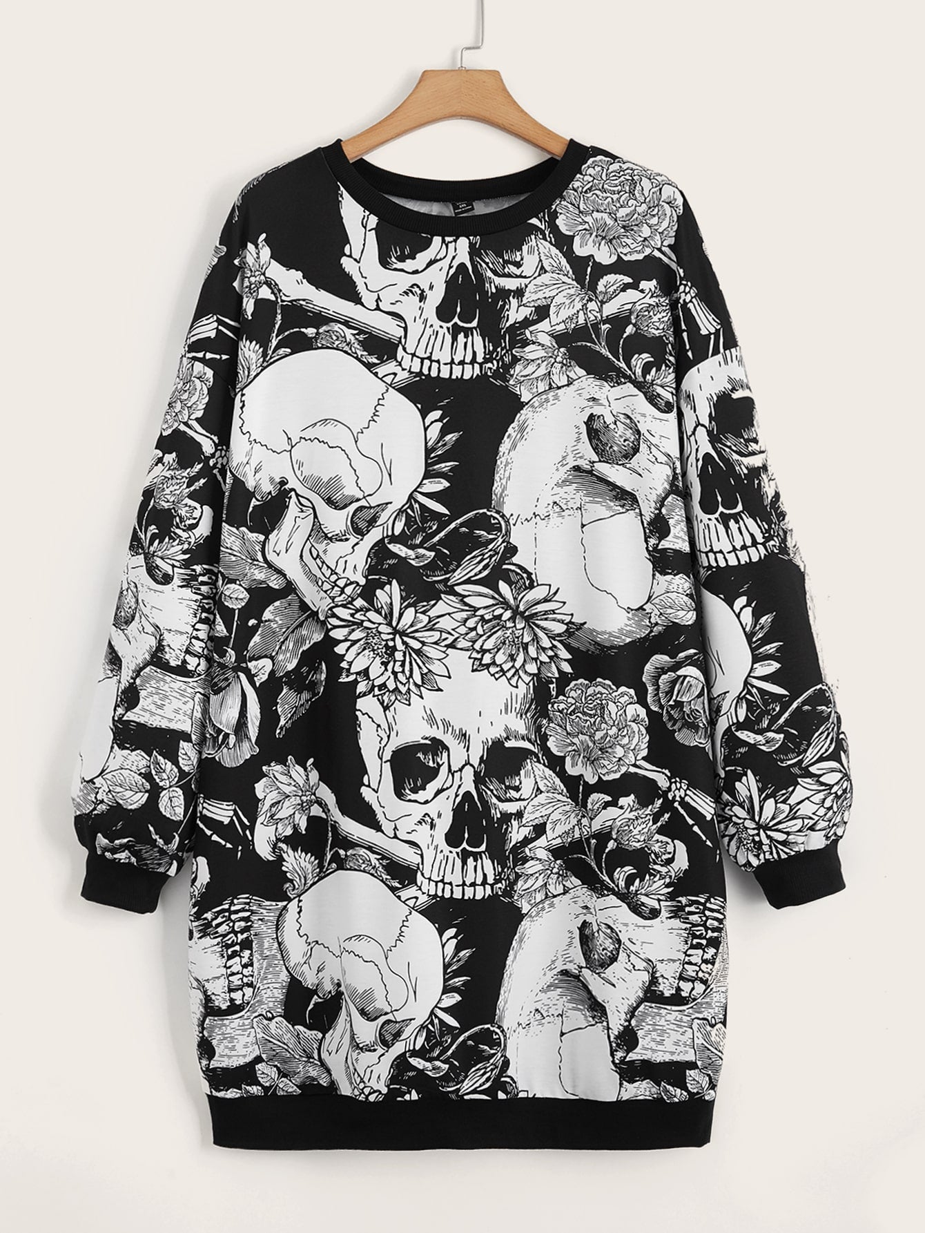 Plus Spider Web Print Zip Up Drop Shoulder Hoodie