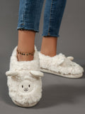 Embroidered Detail Sheep Design Fuzzy Novelty Slippers