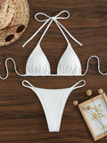 Swim Summer Beach Rib Halter Triangle Bikini