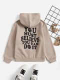 Tween Boy's Casual Hooded Sweatshirt With Slogan Print, Suitable For Spring And Autumn Daily Wear