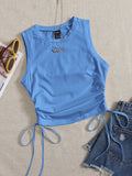 Drawstring Ruched Side Crop Tank Top