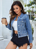 Flap Pocket Button Front Denim Jacket