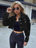 Frenchy Crop Raw Hem Denim Jacket