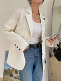 Raw Trimmed Single Breasted Flap Detail Blazer
