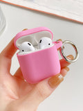 Pink Plain Silicone Case Compatible With Airpods For AirPods1/2 AirPods Pro