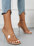 Clear Strap Heeled Mule Sandals, Fashionable Solid Color Women's High Heel Sandals With Transparent Heels & Straps