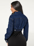 Flap Detail Drop Shoulder Denim Jacket