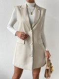 BIZwear Shoulder Pads Single Breasted Vest Blazer Workwear