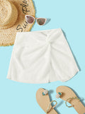 Swim Summer Beach Plain Twist Front Cover Up Skirt
