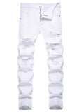 Men Cotton Ripped Frayed Skinny Jeans