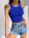 Solid Ruched Side Crop Tank Top