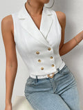 Double Breasted Lapel Collar Vest Blazer