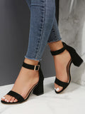 Fashionable Women's High Heeled Sandals, Floral Print, Chunky Heel, Elegant Summer Party Style, Ankle Strap