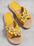Floral Appliques Espadrille Slides