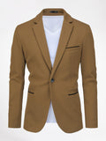 CLOUDSTYLE Men Lapel Neck Single Button Blazer