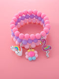 3pcs/set Girls Rainbow Charm Beaded Bracelet