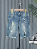 Tween Boy Ripped Raw Cut Denim Shorts